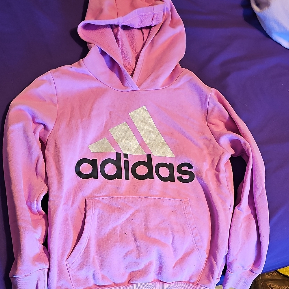 Adidas Light Pink Hoodie with Silver Logo